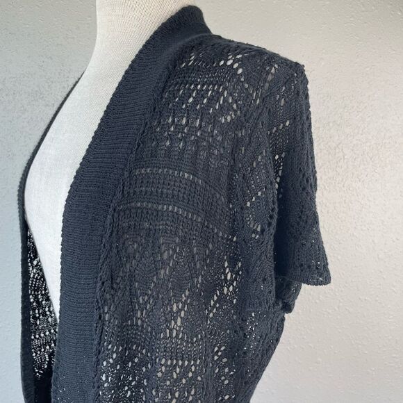 Questions Black Cropped Cardigan Sweater Size XL - Picture 3 of 6